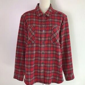 PS/LA from PacSun Shacket Flannel Shirt red color